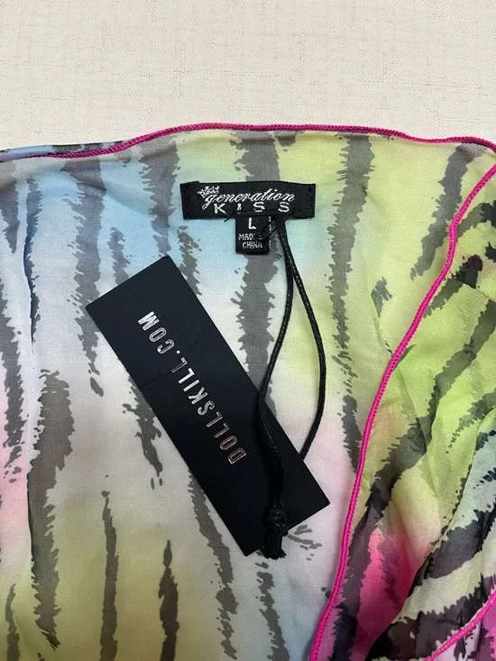 NWT Dolls Kill Generation Kiss L Zebra Rainbow sheer Top - Picture 5 of 11